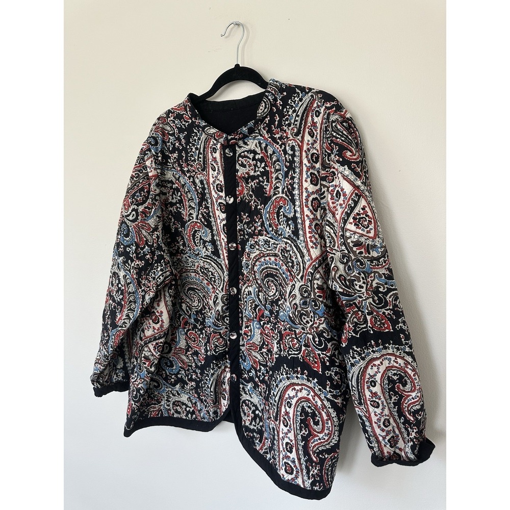 Vintage Handmade Boho Cottagecore Floral Paisley Quilted Jacket Women's XL